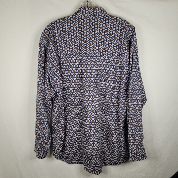 Red Eye Vintage Marc Daniels Mens L Button Down Long Sleeve Shirt Retro Pattern - Picture 2 of 9